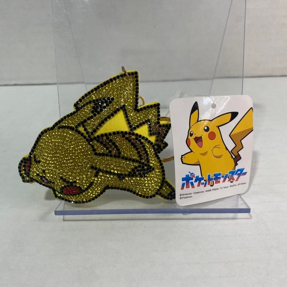 Pokemon Center Pikachu Rhinestone Keychain Yellow Crystal Charm NWT